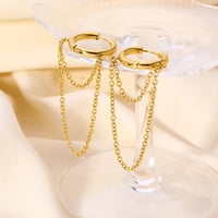 Image 2 of 18K Gold Plated Stainless Steel Drop Chain Earrings