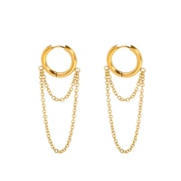 Image 5 of 18K Gold Plated Stainless Steel Drop Chain Earrings