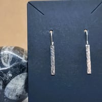 Image 2 of Silver Hand Made Bar Earrings Hammered finish- (MJ011)