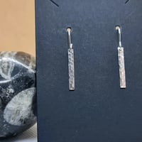 Image 3 of Silver Hand Made Bar Earrings Hammered finish- (MJ011)