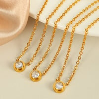 Image 1 of 18K Gold Plated Stainless Steel Stone Pendant Necklace