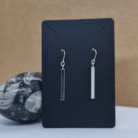Image 3 of Silver Hand Made Bar Earrings Mirror finish- (MJ012)