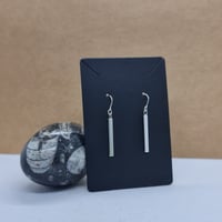 Image 2 of Silver Hand Made Bar Earrings Mirror finish- (MJ012)
