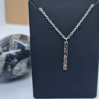 Image 1 of Silver Hand Made Bar Necklace Hammered finish- (MJ013)