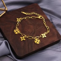 Image 1 of 18K Gold Plated Titanium Steel Clover Flower Charm Bracelet