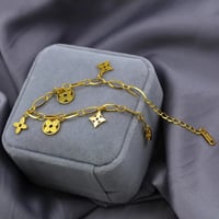 Image 2 of 18K Gold Plated Titanium Steel Clover Flower Charm Bracelet