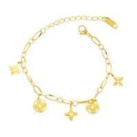 Image 3 of 18K Gold Plated Titanium Steel Clover Flower Charm Bracelet