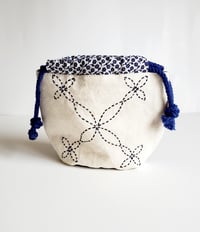 Image 1 of Kinchaku Drawstring Bag with Hand Embroidery