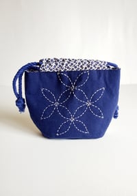 Image 3 of Kinchaku Drawstring Bag with Hand Embroidery