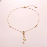 Image 1 of 14K Gold Plated Stainless Steel Y-Shape Tassel Necklace