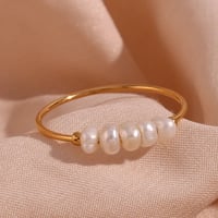 Image 1 of 18K Gold Plated Stainless Steel Freshwater Pearl Ring