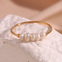 Image 2 of 18K Gold Plated Stainless Steel Freshwater Pearl Ring