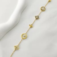 Image 2 of 18K Gold Plated Stainless Steel Four Leaf Clover Blossom Bracelet