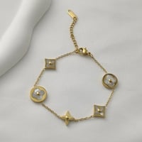 Image 3 of 18K Gold Plated Stainless Steel Four Leaf Clover Blossom Bracelet