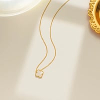 Image 1 of 18K Gold Plated Stainless Steel Four Leaf Clover Necklace