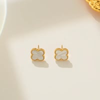 Image 1 of 18K Gold Plated Stainless Steel Four Leaf Clover Earrings