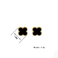 Image 3 of 18K Gold Plated Stainless Steel Four Leaf Clover Earrings