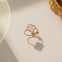 Image 1 of 18K Gold Plated Stainless Steel Four Leaf Clover Ring