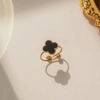 Image 2 of 18K Gold Plated Stainless Steel Four Leaf Clover Ring