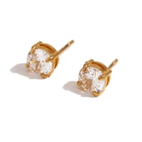 18K Gold Plated Stainless Steel Zircon Inlay Stud Earrings