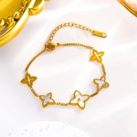 18K Gold Plated Titanium Steel Inlay Flower Bracelet