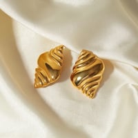 Image 1 of 18K Gold Plated Stainless Steel Croissant Earrings 