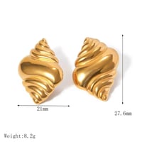 Image 3 of 18K Gold Plated Stainless Steel Croissant Earrings 