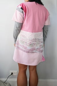 Image 6 of snowbunny pink winter patchwork adult L large XL extra courtneycourtney short sleeve zipper pullover