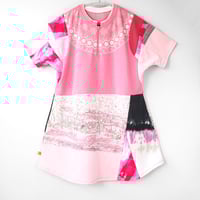 Image 1 of snowbunny pink winter patchwork adult L large XL extra courtneycourtney short sleeve zipper pullover