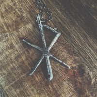 Image 1 of LOVE Bind Rune pendant HAND CARVED sterling silver, necklace oxidized silver Darkwood, Viking, Norse