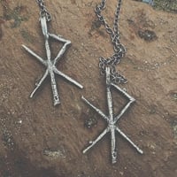 Image 4 of LOVE Bind Rune pendant HAND CARVED sterling silver, necklace oxidized silver Darkwood, Viking, Norse