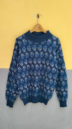 Maglione blu oltremare microfantasia 