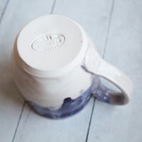 Image 10 of Pottery Mug in White and Purple Dripping Glaze, 13 oz. Coffee Cup, Made in USA