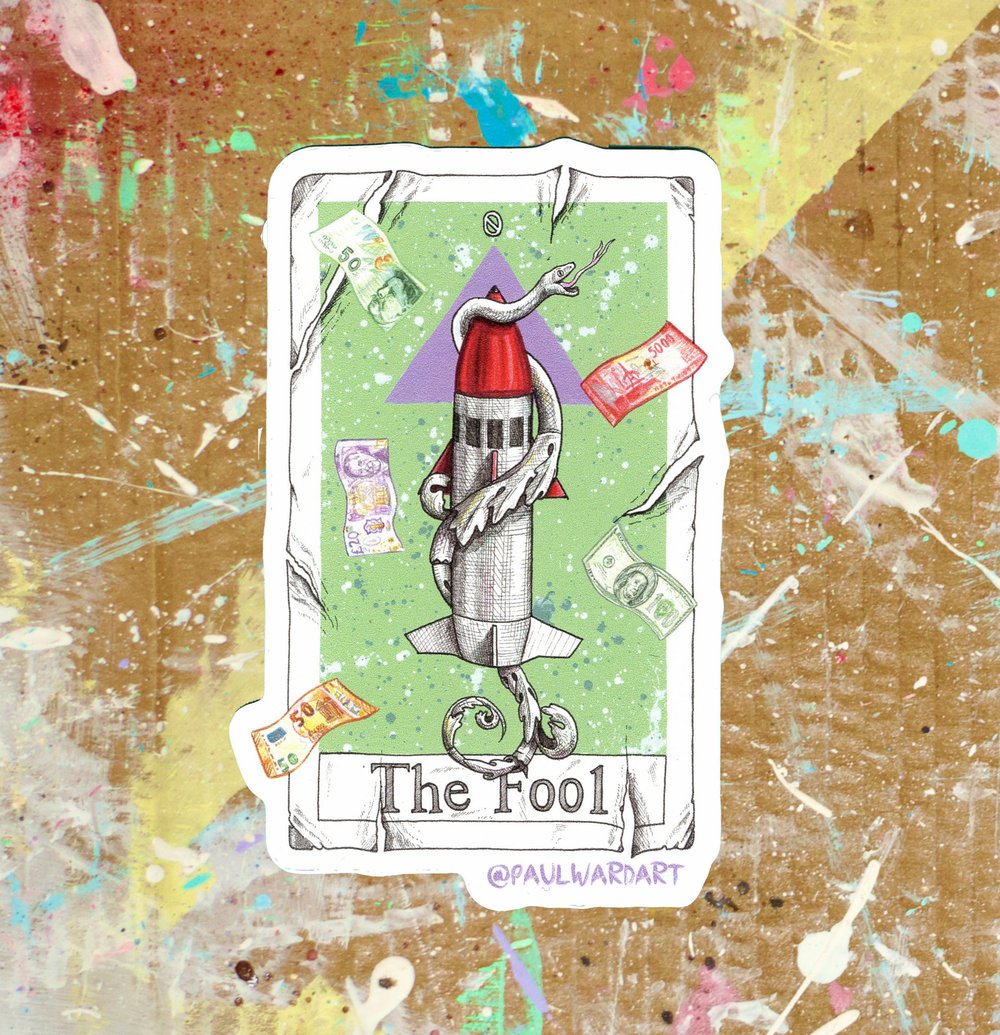 The fool- Pack of three stickers 7.5 x 5 cm