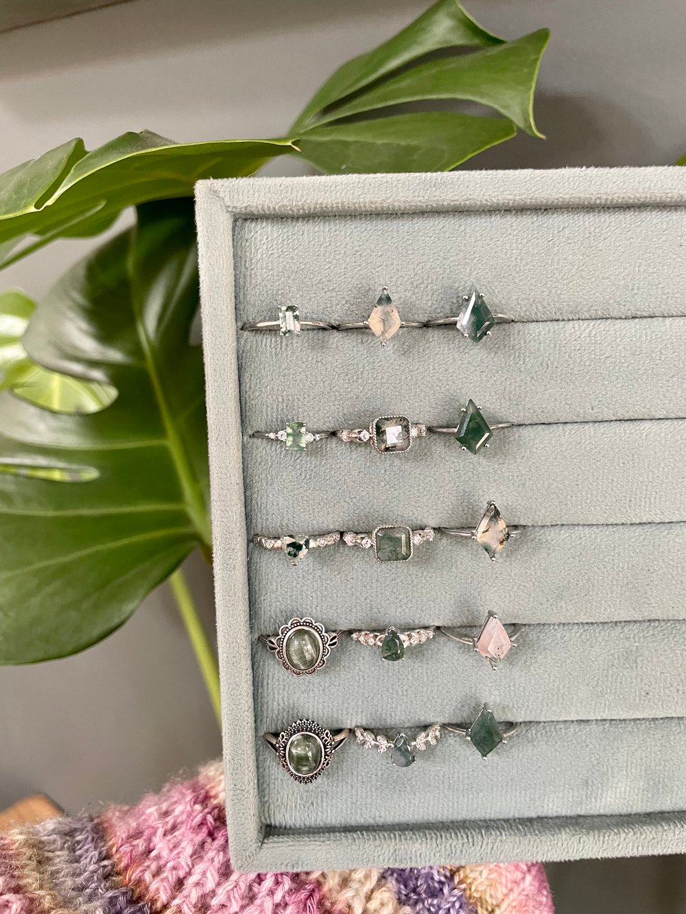 moss agate crystal rings!