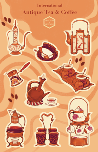 Image 2 of Int. Tea and Coffee set Sticker Sheet