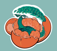 Image 3 of Orange Peacock Sticker