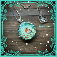 Image 1 of Robin with Holly and Ivy Resin Pendant