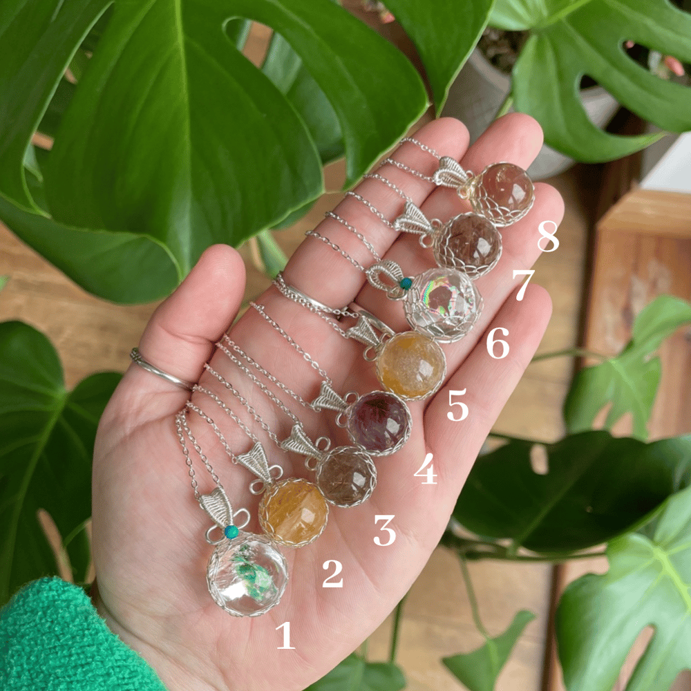 healing spheres crystal necklaces! 