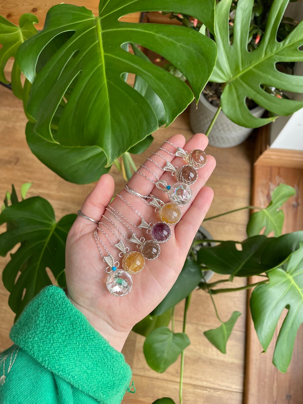 healing spheres crystal necklaces! 