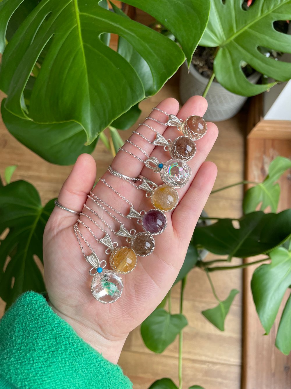 healing spheres crystal necklaces! 