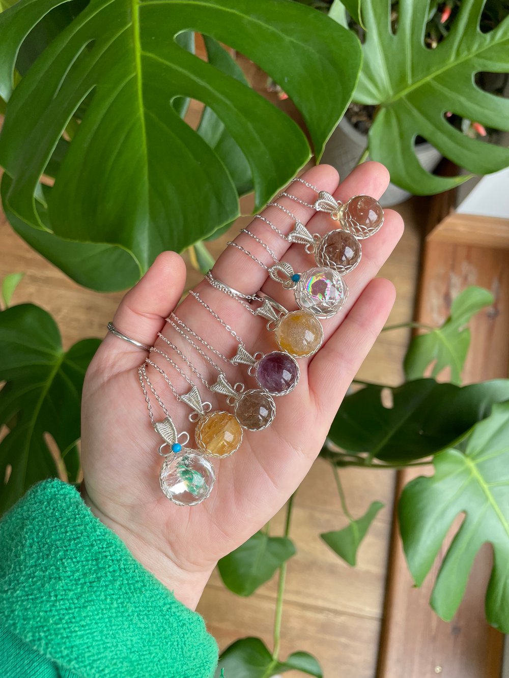 healing spheres crystal necklaces! 