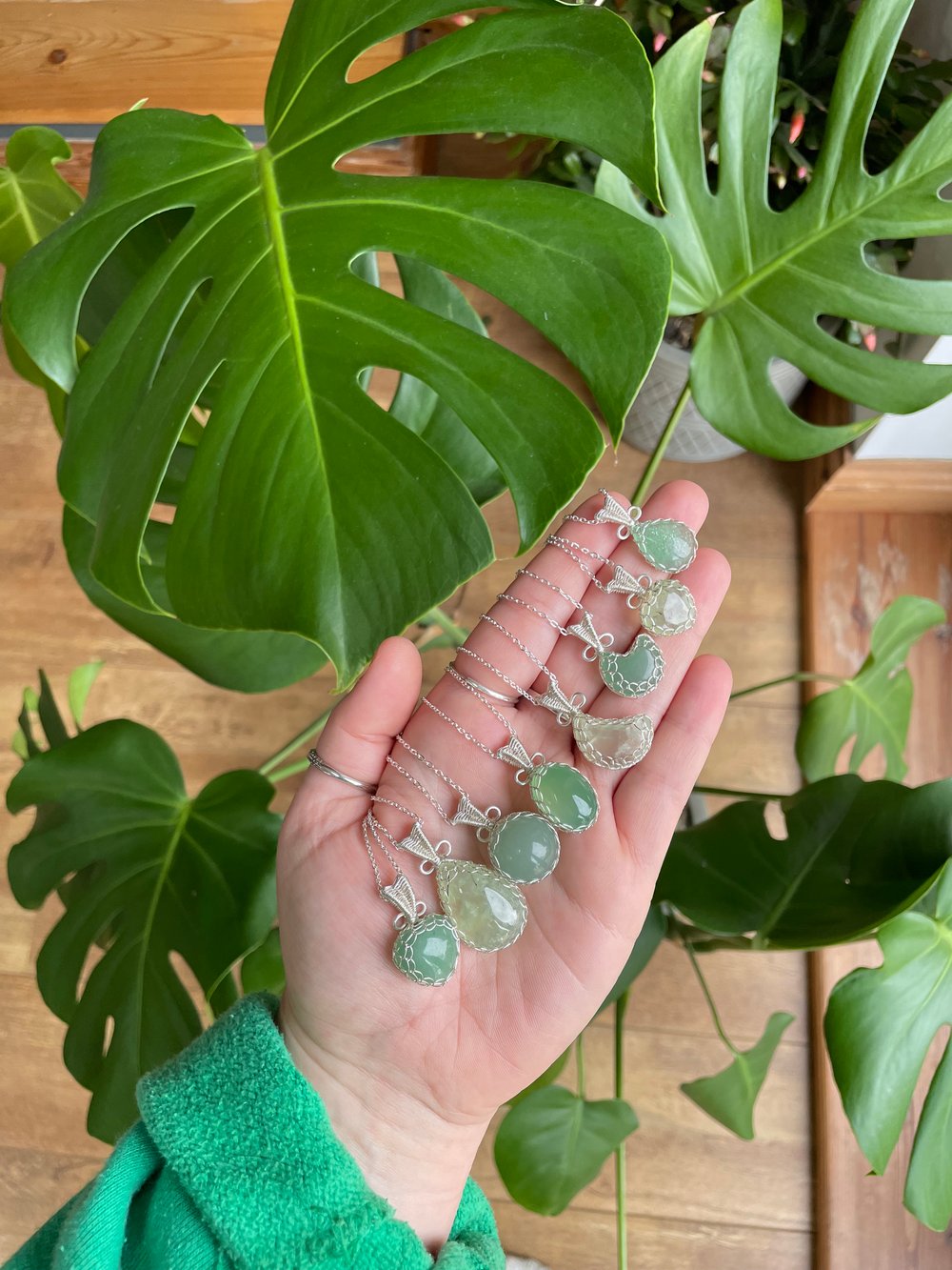 green goodness crystal necklaces! 