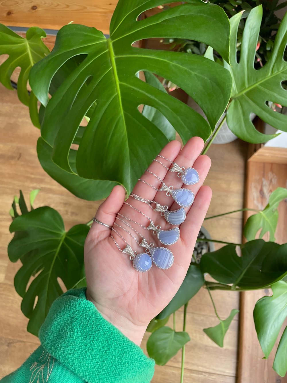 blue lace agate crystal necklaces! 