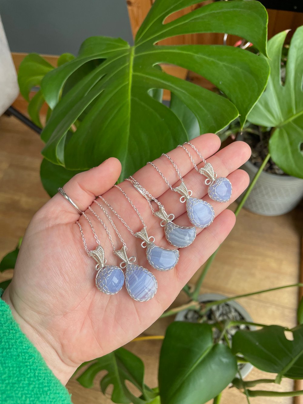 blue lace agate crystal necklaces! 