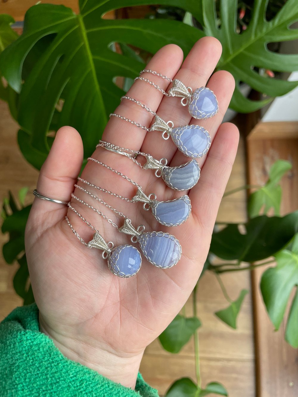 blue lace agate crystal necklaces! 