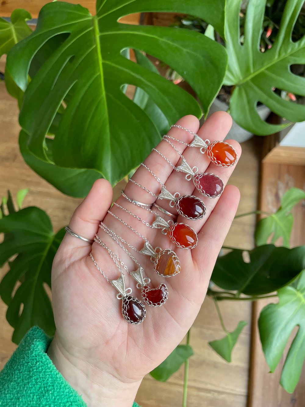 festive red crystal necklaces!