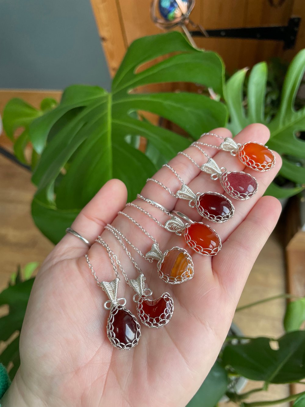 festive red crystal necklaces!