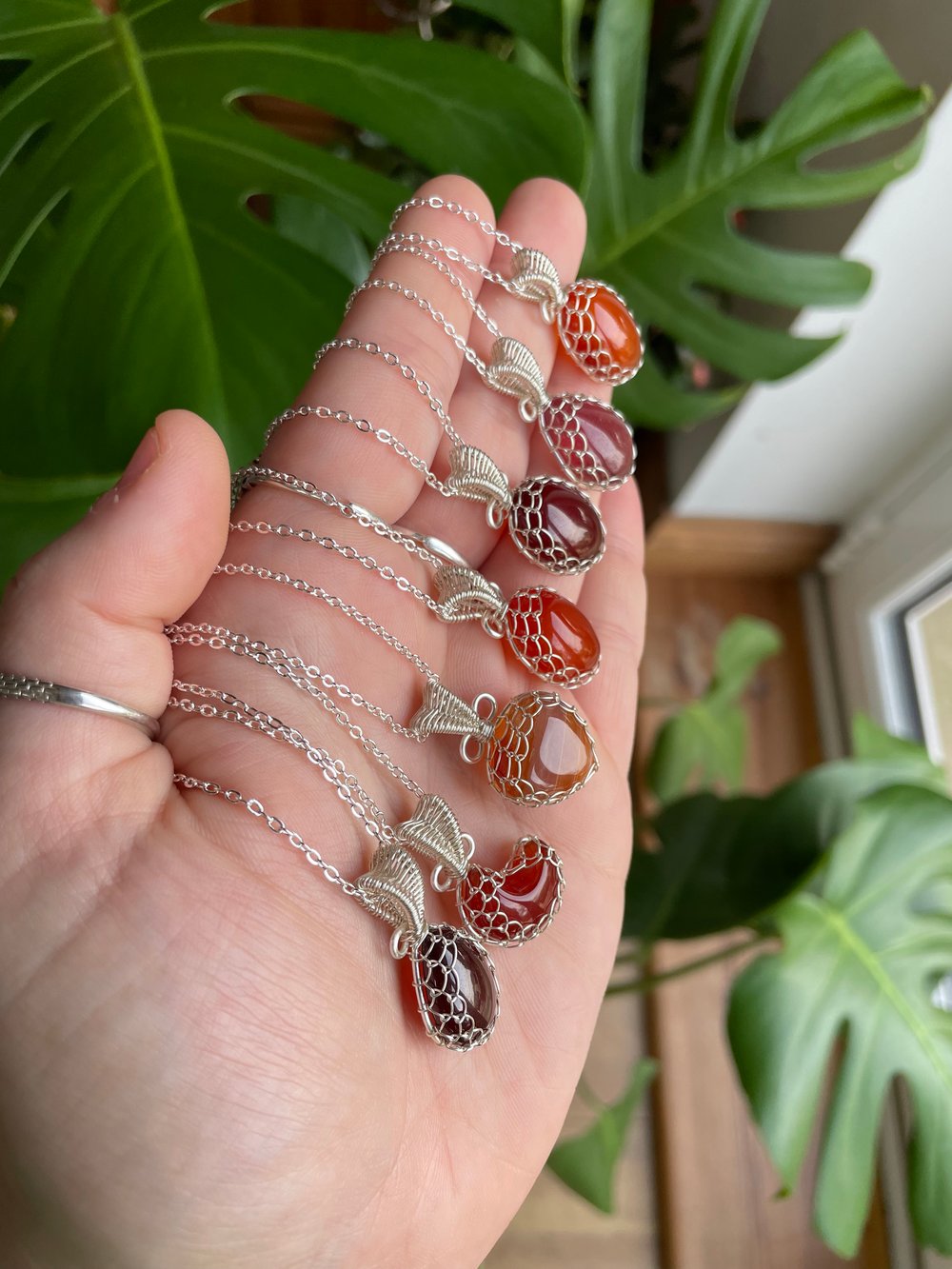 festive red crystal necklaces!