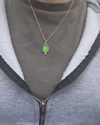 Image 4 of Cornish Spring Green Seaglass Necklace with Silver Ball 